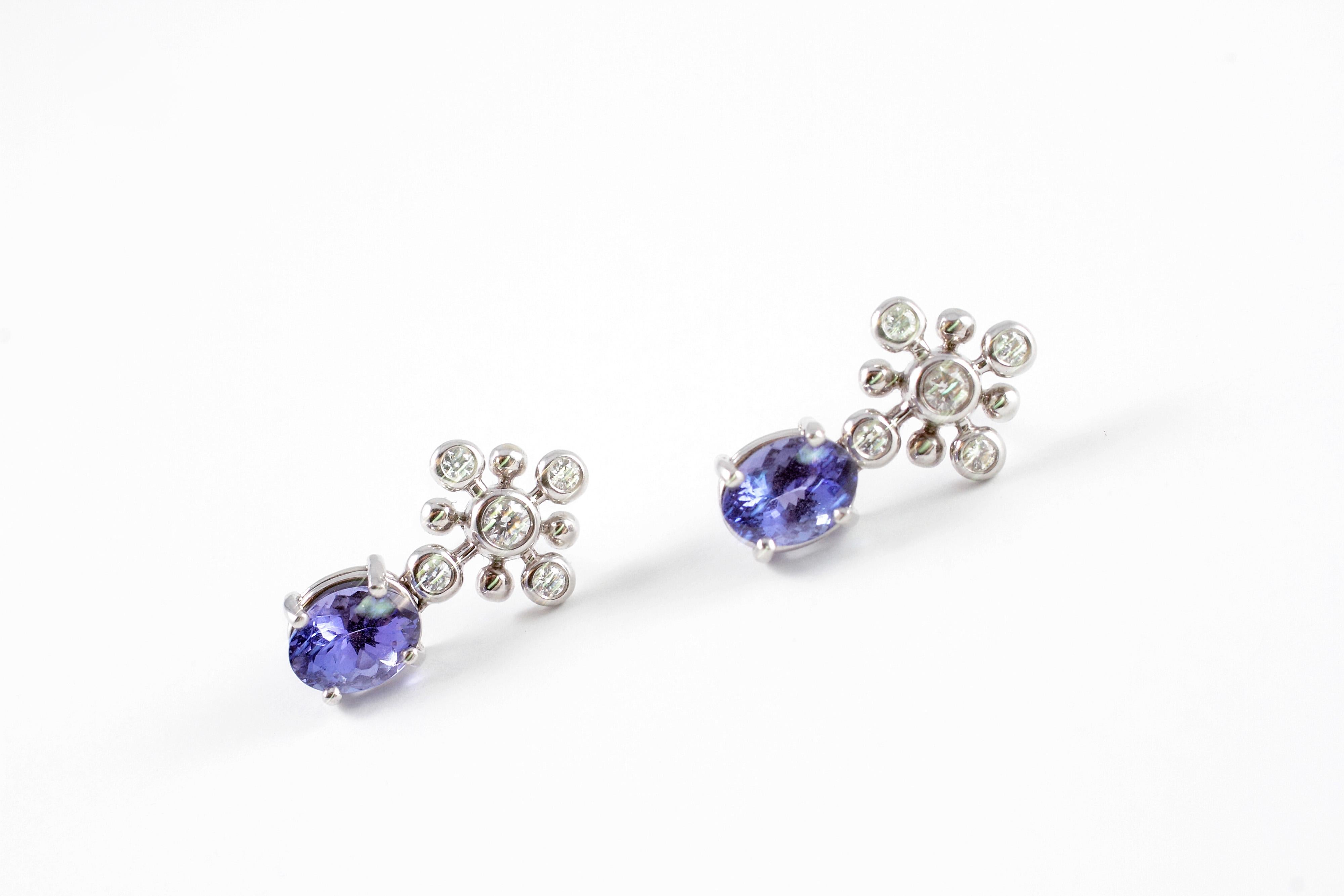 One pair of Tiffany & Co. Tanzanite and Diamond earrings from the 