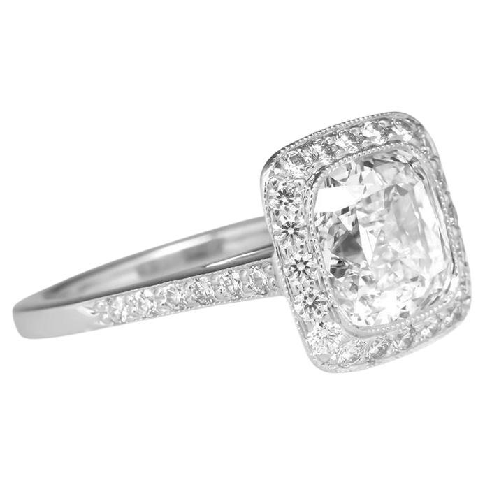 Cushion Cut Tiffany & Co. 2.53 ct Total Weight Platinum Legacy Cushion Diamond Ring For Sale