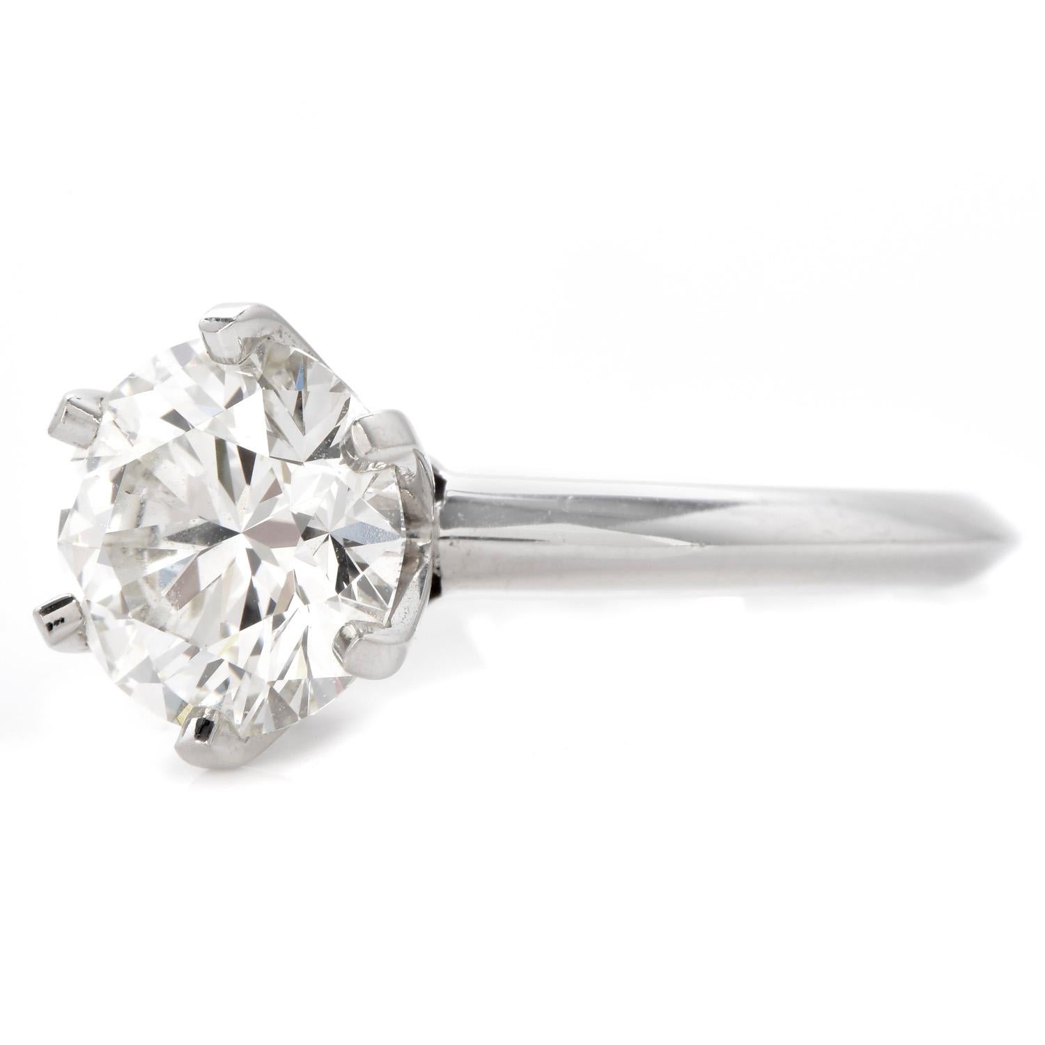 Round Cut Tiffany & Co. 2.53ct I-VS1 Diamond Platinum Solitaire Engagement Ring