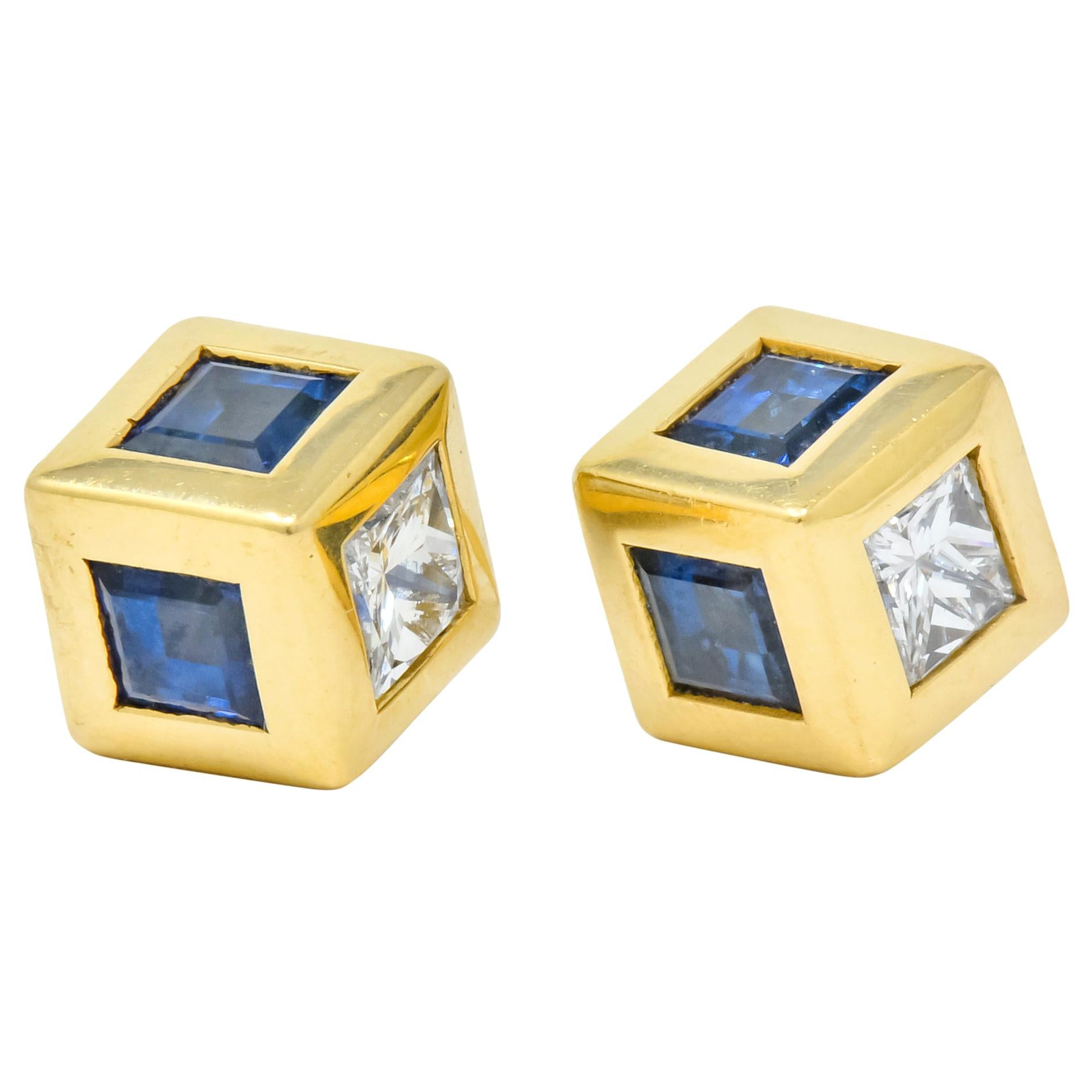 Tiffany & Co. 2.55 Carat Sapphire Diamond 18 Karat Gold Contemporary Earrings