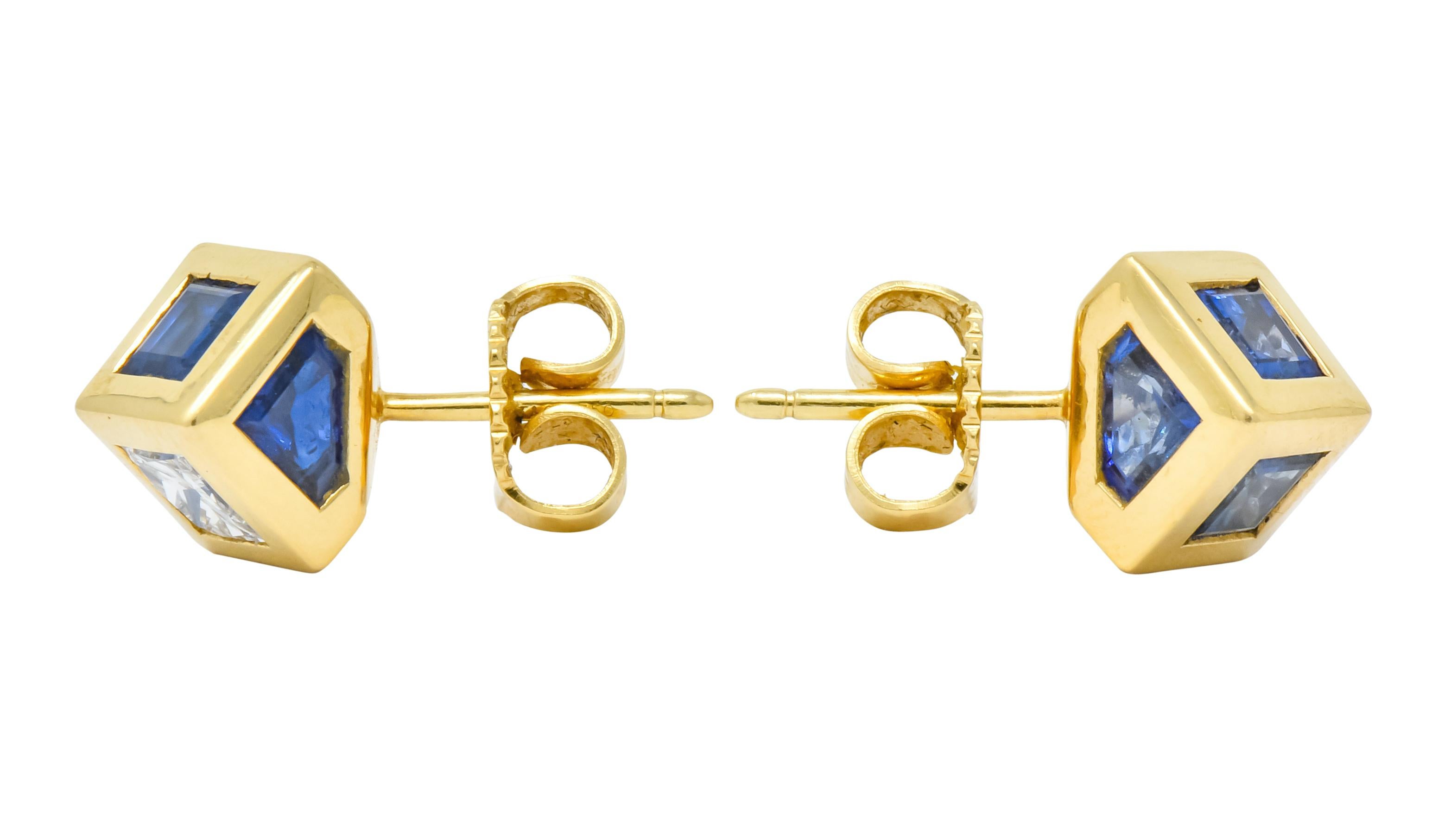 Tiffany & Co. 2.55 Carat Sapphire Diamond 18 Karat Gold Contemporary Earrings 2