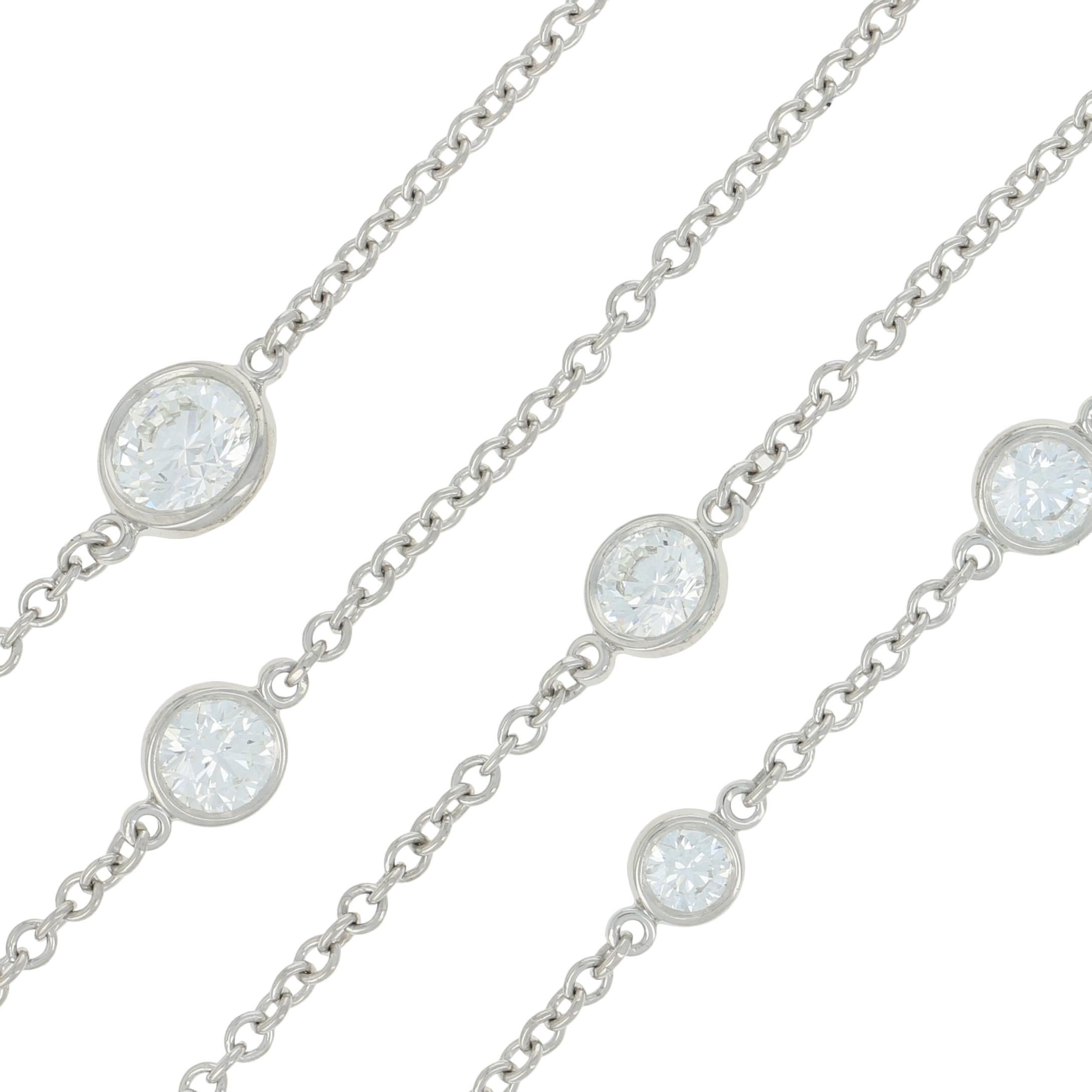 Tiffany & Co. 2.60ctw Round Cut Diamond Elsa Peretti Sprinkles Necklace Platinum In Excellent Condition In Greensboro, NC