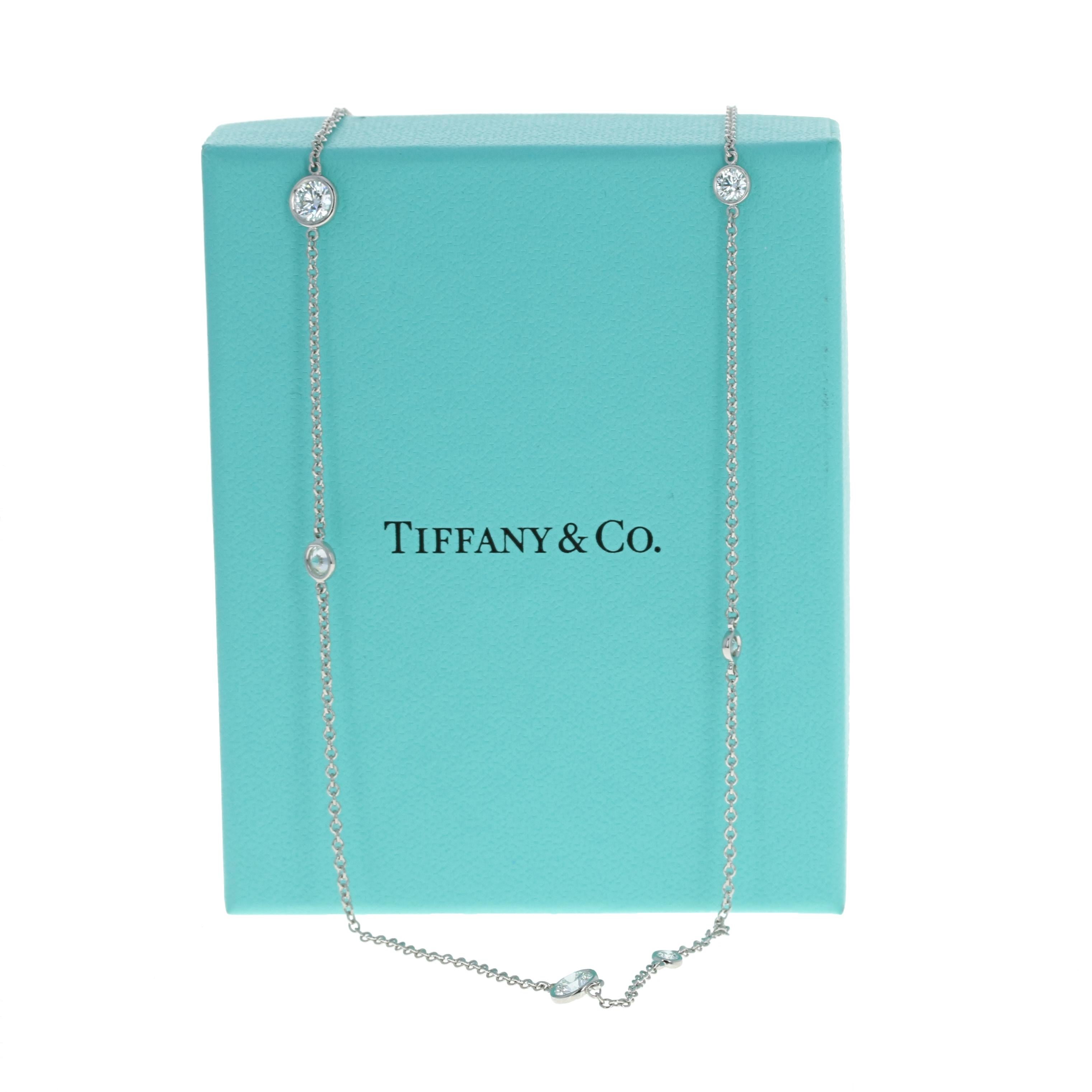 Tiffany & Co. 2.60ctw Round Cut Diamond Elsa Peretti Sprinkles Necklace Platinum 2
