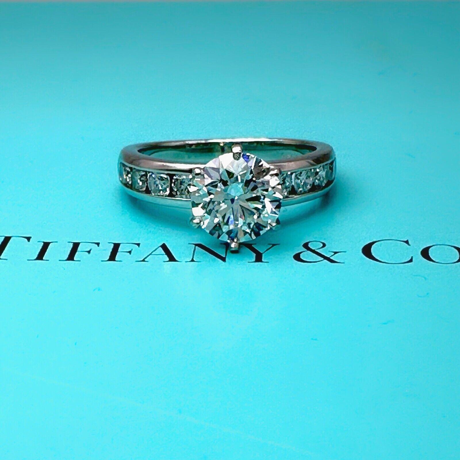 Tiffany & Co. 2.75 tcw Tiffany Setting Channel-Set Diamond Band Eng Ring Plat For Sale 2