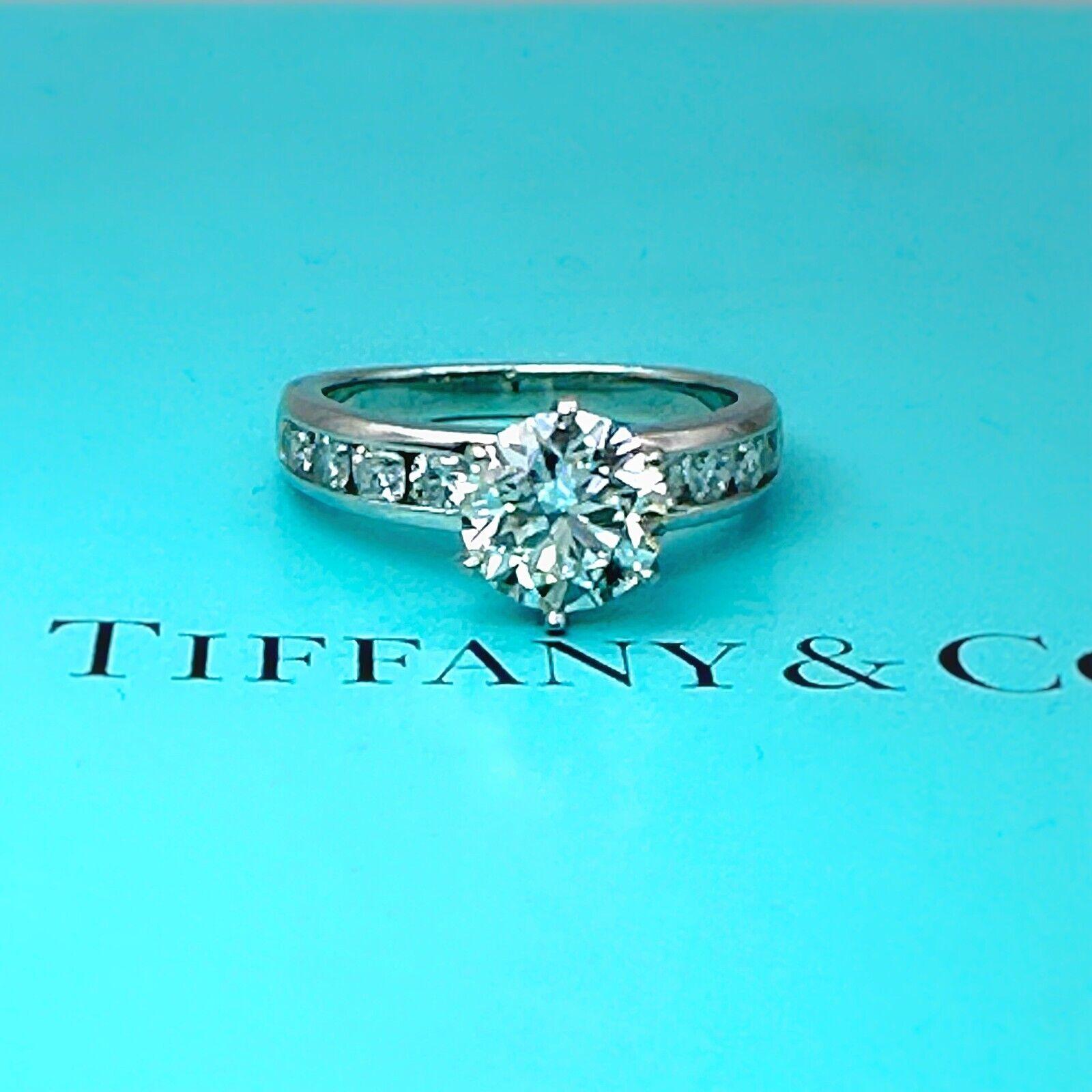 Tiffany & Co. Tiffany Setting Diamond Engagement Ring with Channel-Set Diamond Band
Style:  Channel-Set
Ref. number:  63847633
Metal:  Platinum Pt950
Size / Measurements:  7.5 / 2.50-4.35 MM
TCW:  2.75 tcw
Main Diamond:  Round Brilliant Diamond 2.01