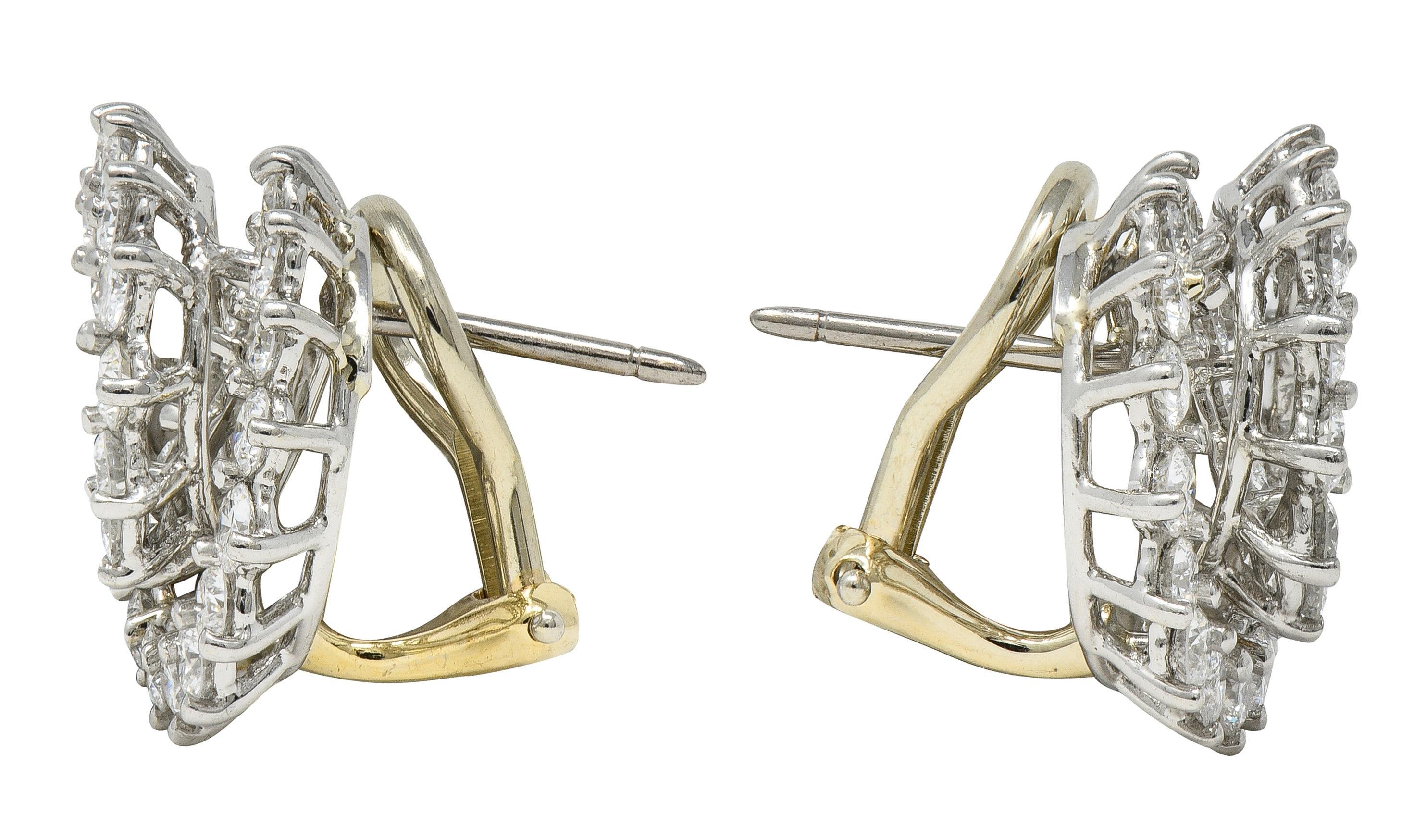 Contemporary Tiffany & Co. 2.80 CTW Round Brilliant Cut Diamond Platinum Swirl Earrings For Sale