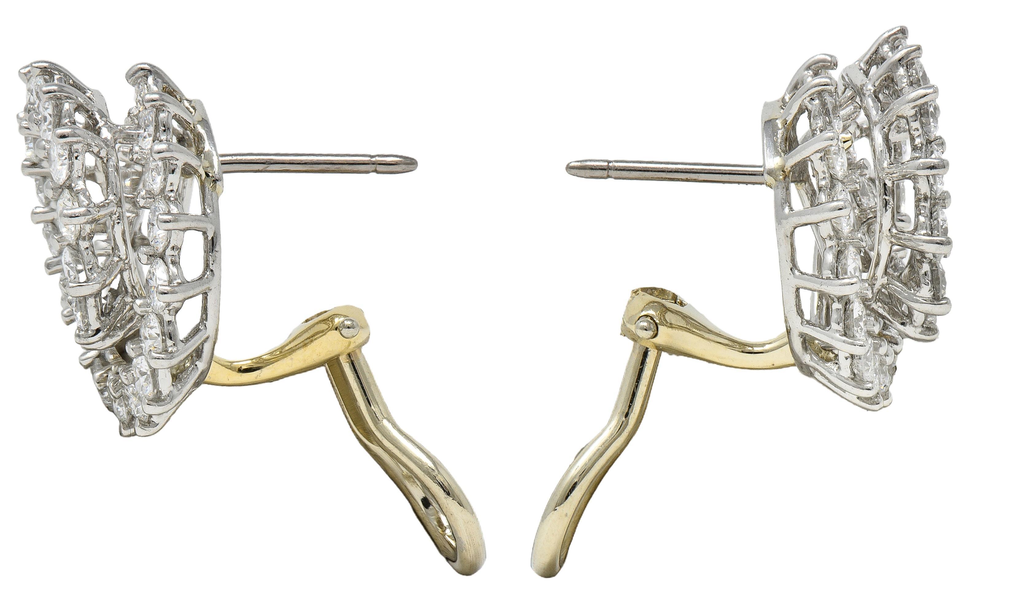 Women's Tiffany & Co. 2.80 CTW Round Brilliant Cut Diamond Platinum Swirl Earrings For Sale