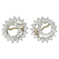 Tiffany & Co. 2.80 CTW Round Brilliant Cut Diamond Platinum Swirl Earrings
