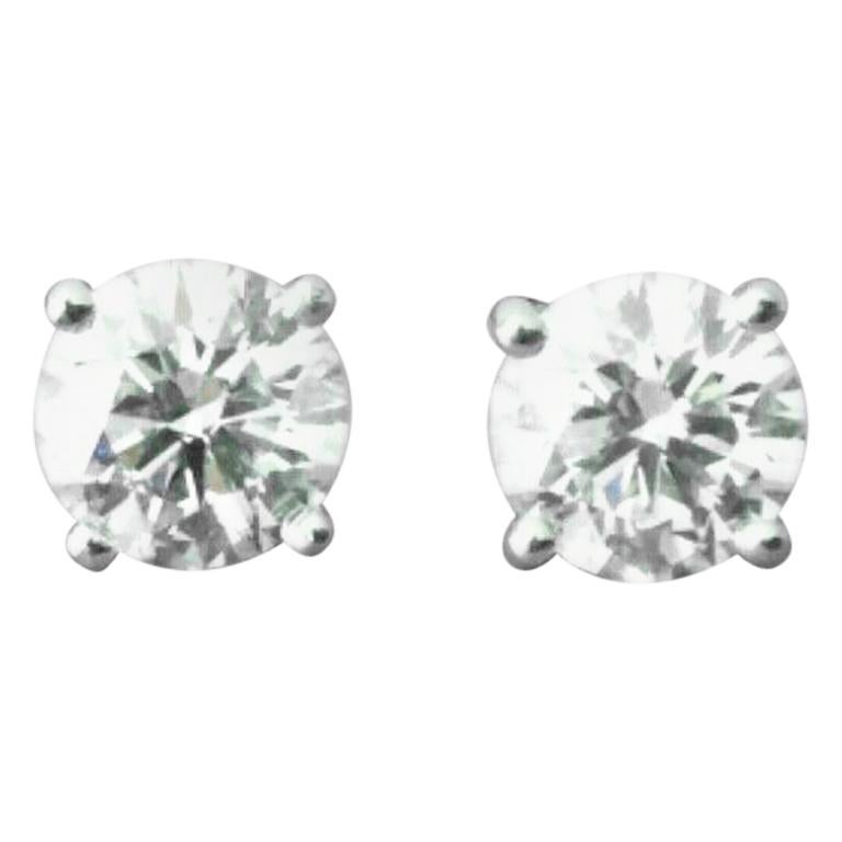 Tiffany and Co. 2.82 Carat Platinum and Diamond Stud Earrings G Color ...