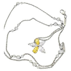 Tiffany & Co. 2.84 Ct.Fancy yellow Mixed-Cut Diamond Pendant Platinum Necklace