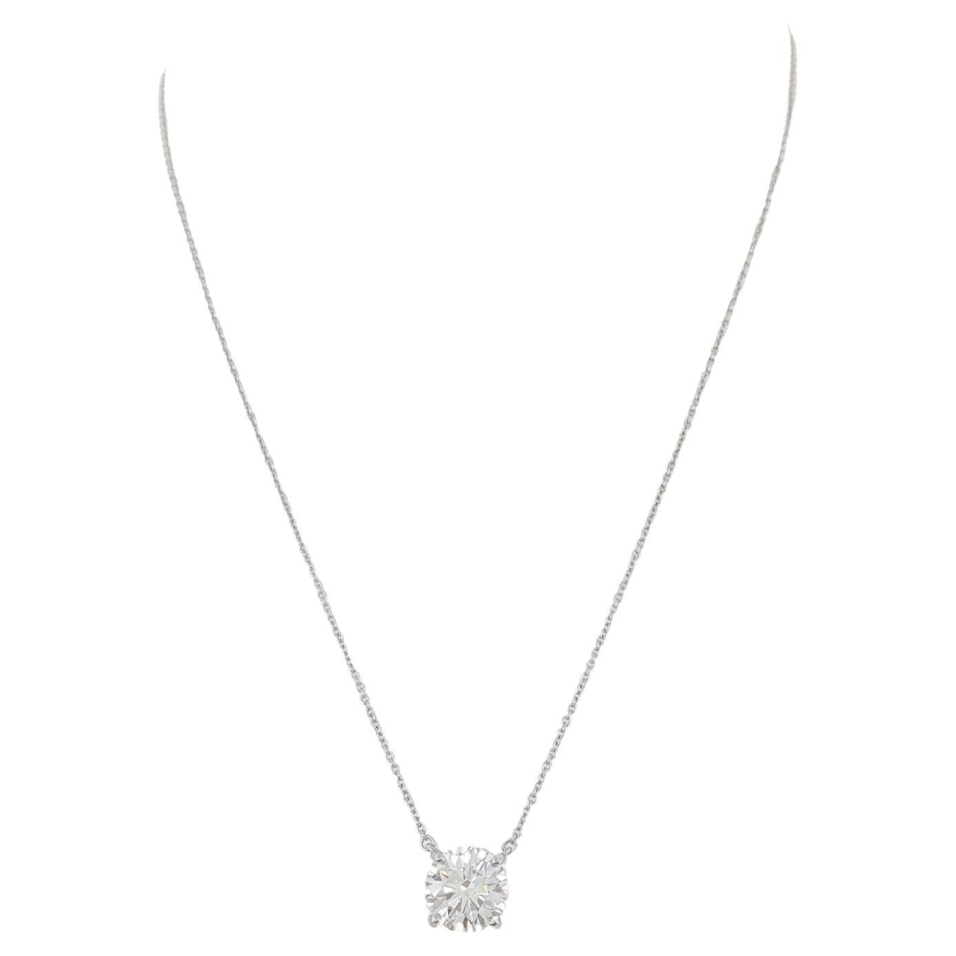 Modern Tiffany & Co 2.90 Carat Round Diamond 18k Necklace 90s For Sale