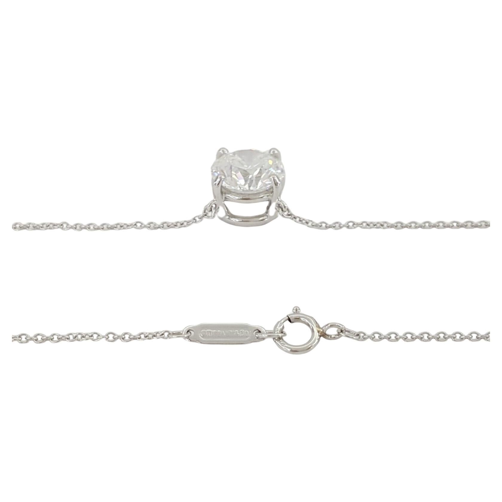 Round Cut Tiffany & Co 2.90 Carat Round Diamond 18k Necklace 90s For Sale