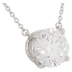 Vintage Tiffany & Co 2.90 Carat Round Diamond 18k Necklace 90s