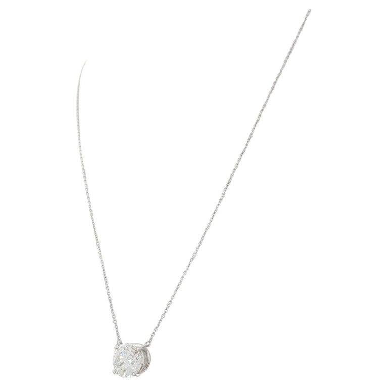 Round Cut TIFFANY & CO. 2.91 ct Round Brilliant Cut Diamond Solitaire Pendant For Sale
