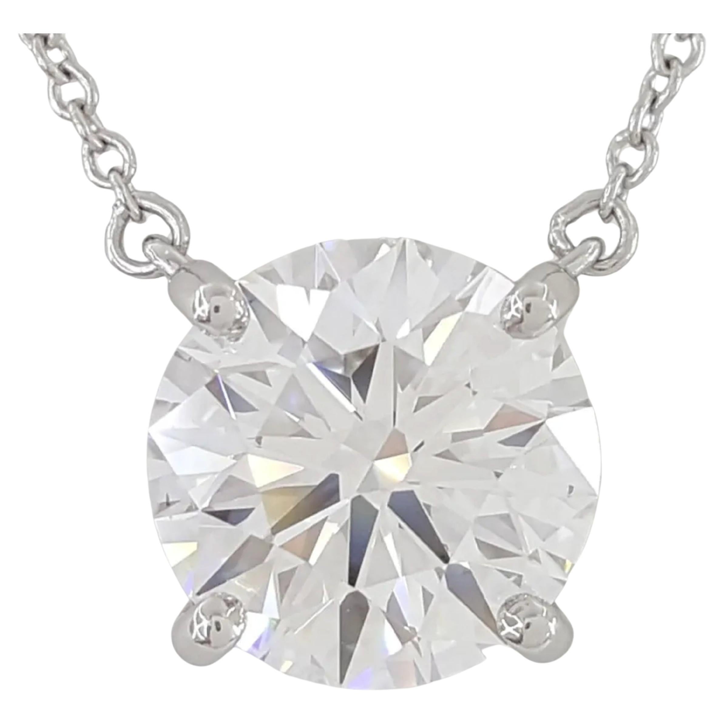 TIFFANY & CO. 2.91 ct Round Brilliant Cut Diamond Solitaire Pendant