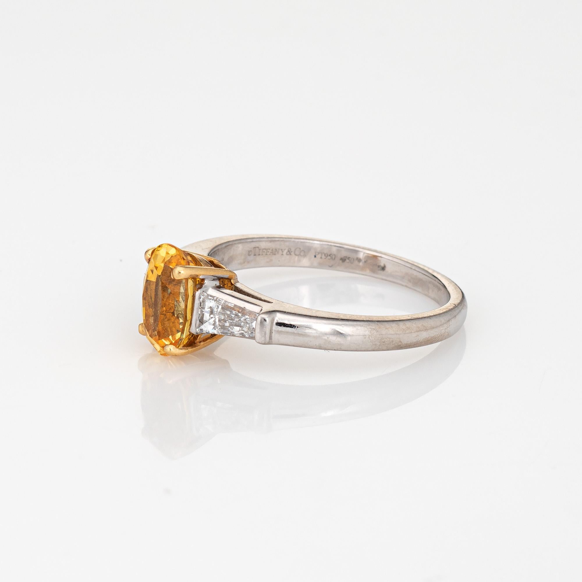 Modern Tiffany & Co 2ct Yellow Sapphire Diamond Ring Engagement 18k Platinum Estate