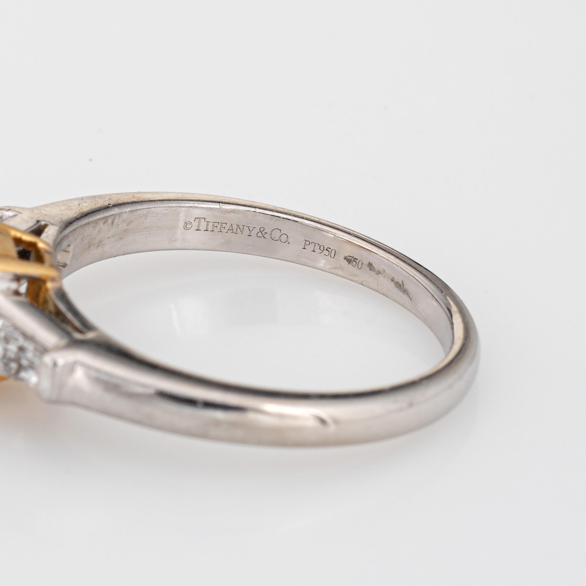 Women's Tiffany & Co 2ct Yellow Sapphire Diamond Ring Engagement 18k Platinum Estate