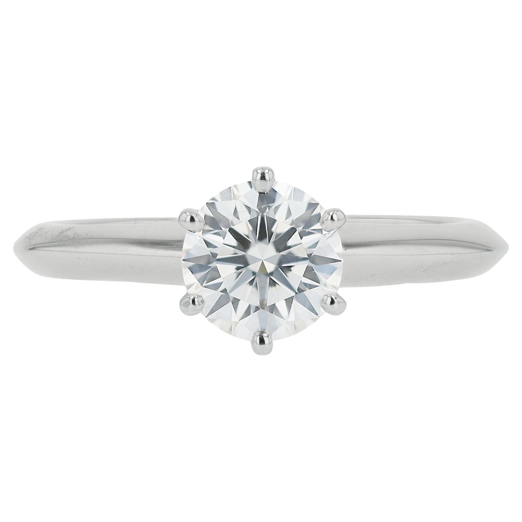 Tiffany & Co 3/4 Carat Round Diamond Platinum Solitaire Engagement Ring