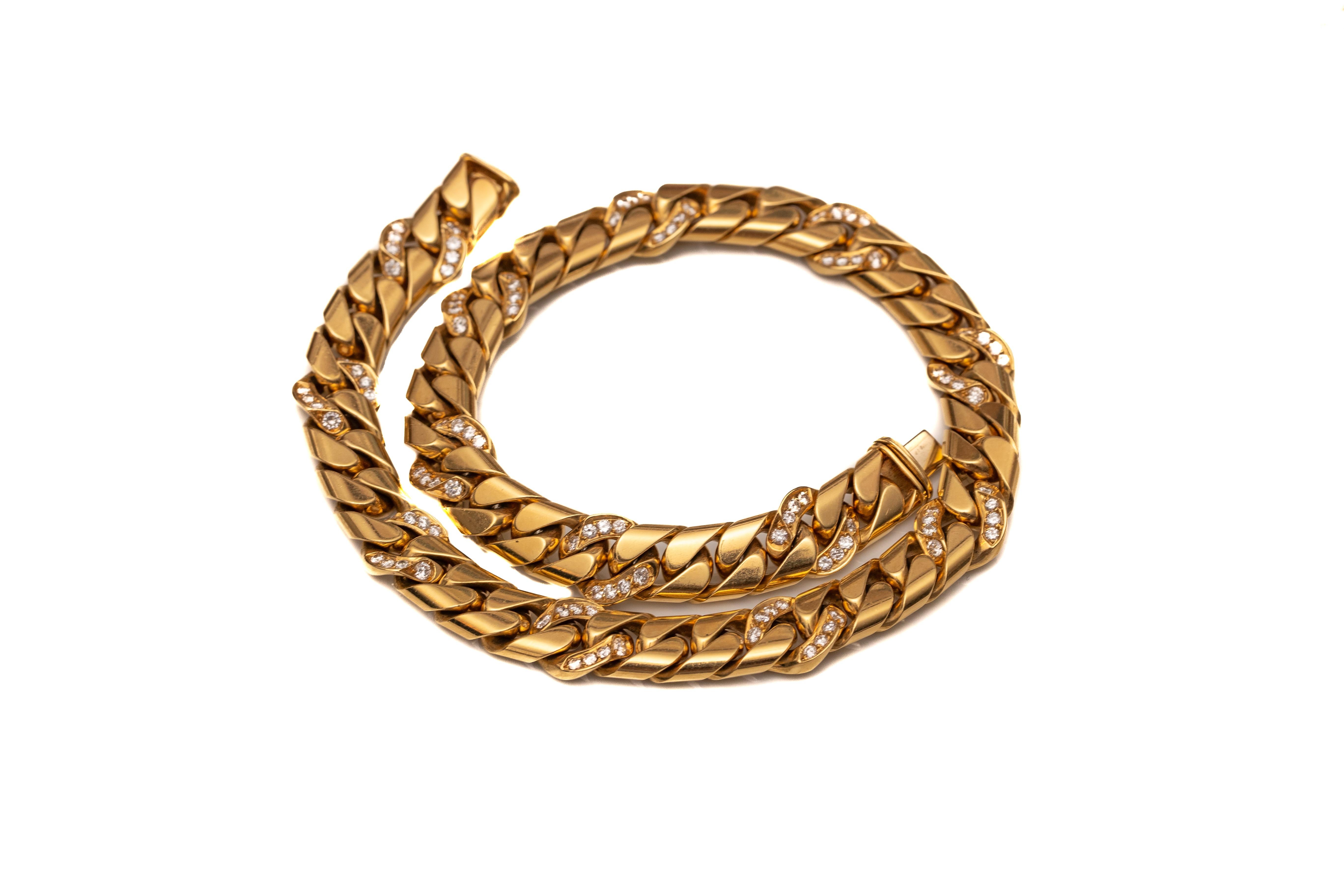 Retro Tiffany & Co. 3 Carat Diamond Graduated Link Necklace, 18 Karat Gold