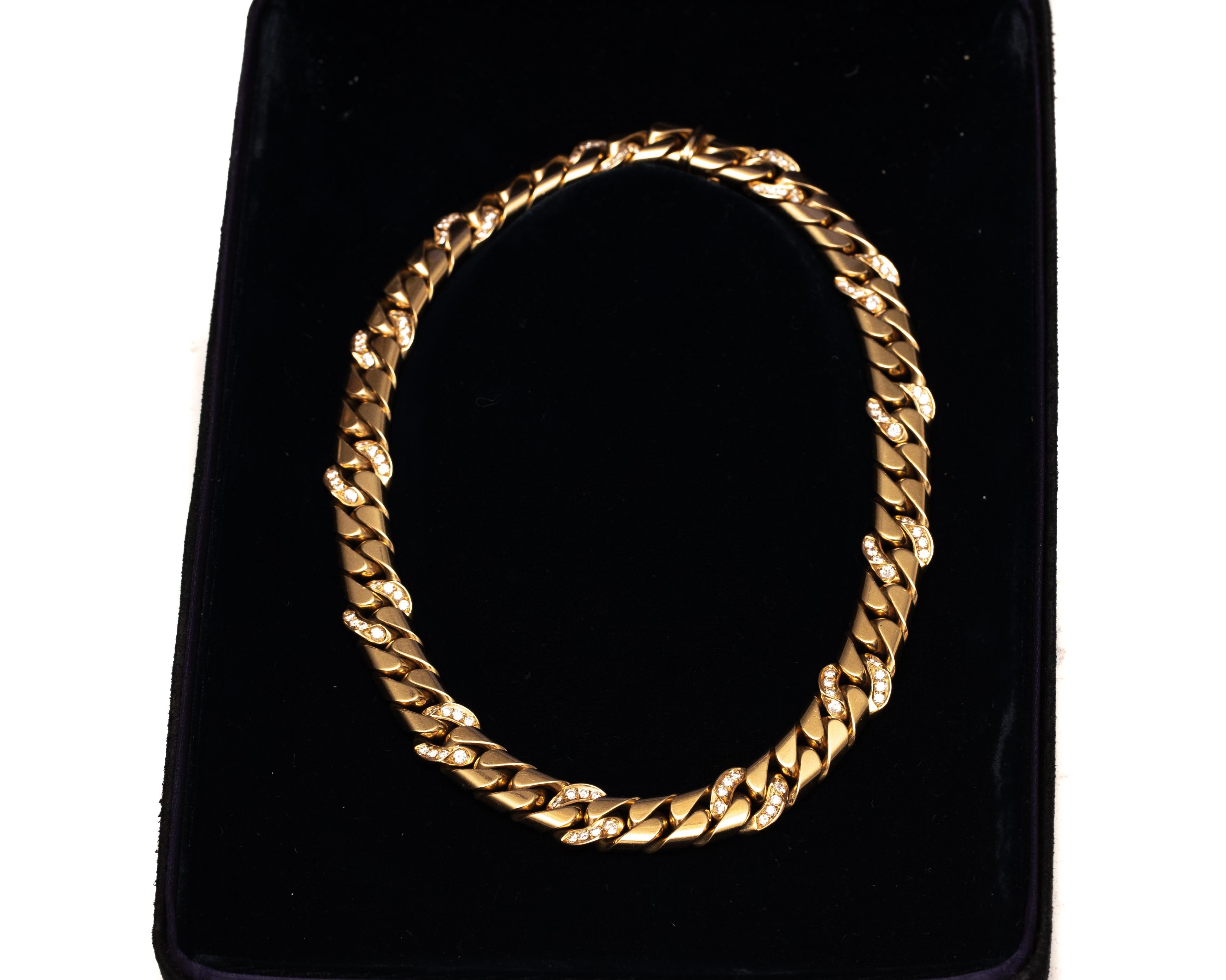 Tiffany & Co. 3 Carat Diamond Graduated Link Necklace, 18 Karat Gold In Excellent Condition In Atlanta, GA
