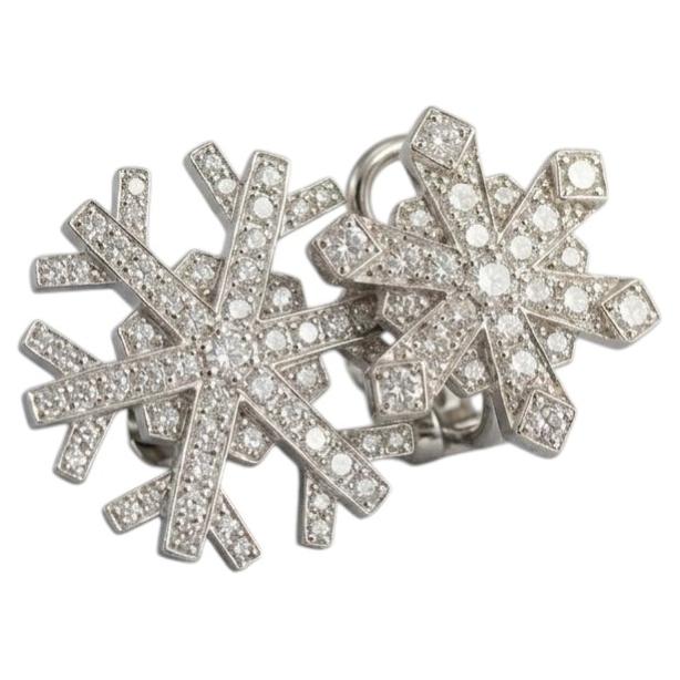 Tiffany & Co. 3 Carat Diamond Snowflake Earrings in Platinum