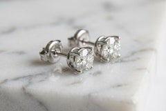 Tiffany & Co. 3 Carat Platinum Round Diamond Stud Earrings
