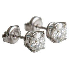 Tiffany & Co. 3 Carat Platinum Round Diamond Stud Earrings