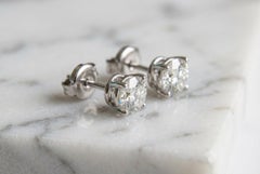 Tiffany & Co. 3 Carat Platinum Round Diamond Stud Earrings