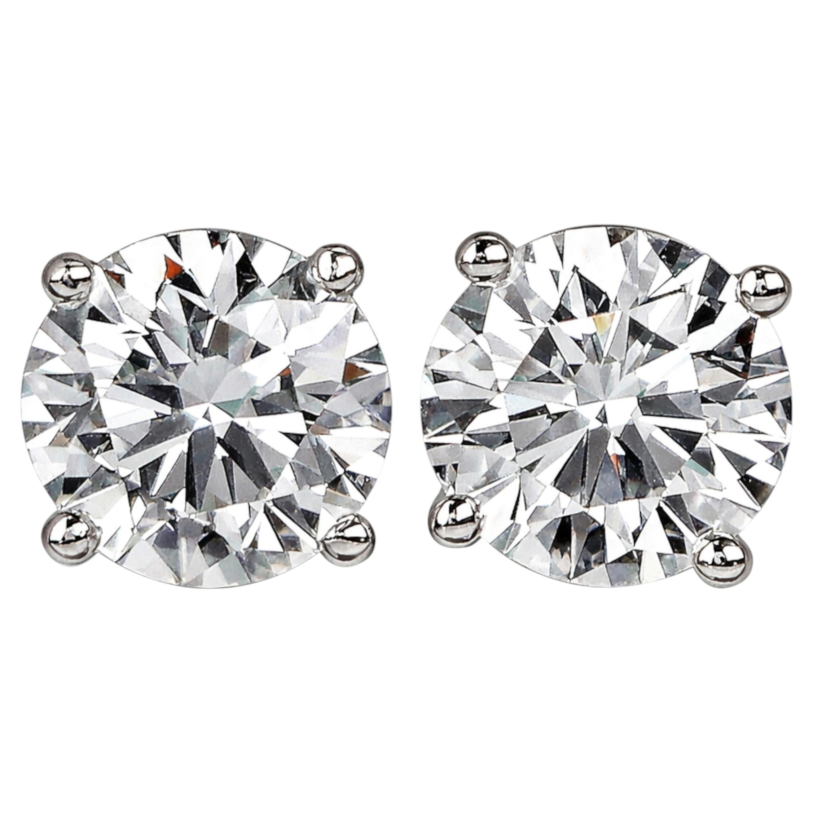Tiffany & Co. 3 Carat Platinum Round Diamond Stud Earrings