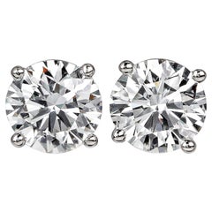 Tiffany & Co. 3 Carat Platinum Round Diamond Stud Earrings