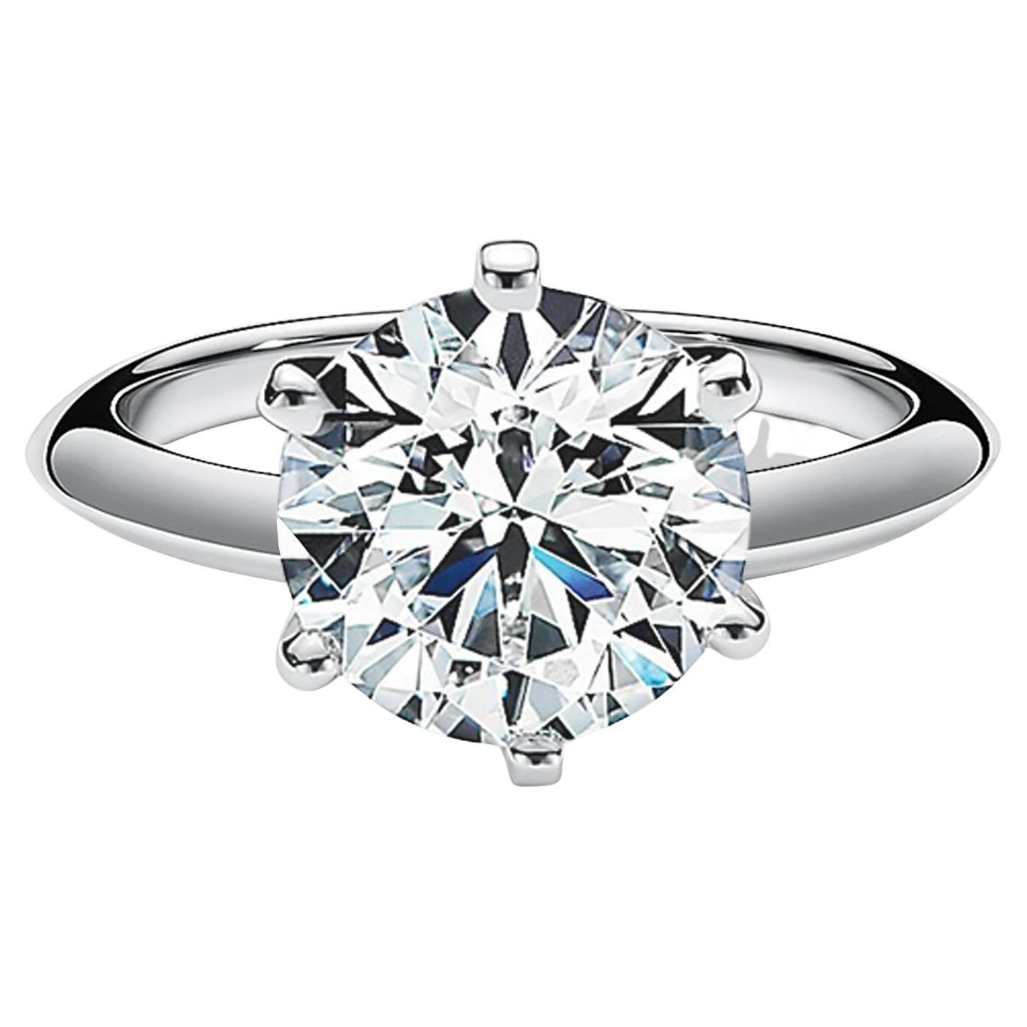Tiffany & Co. 3 Carat Round Brilliant Cut Diamond Solitaire Engagement Ring