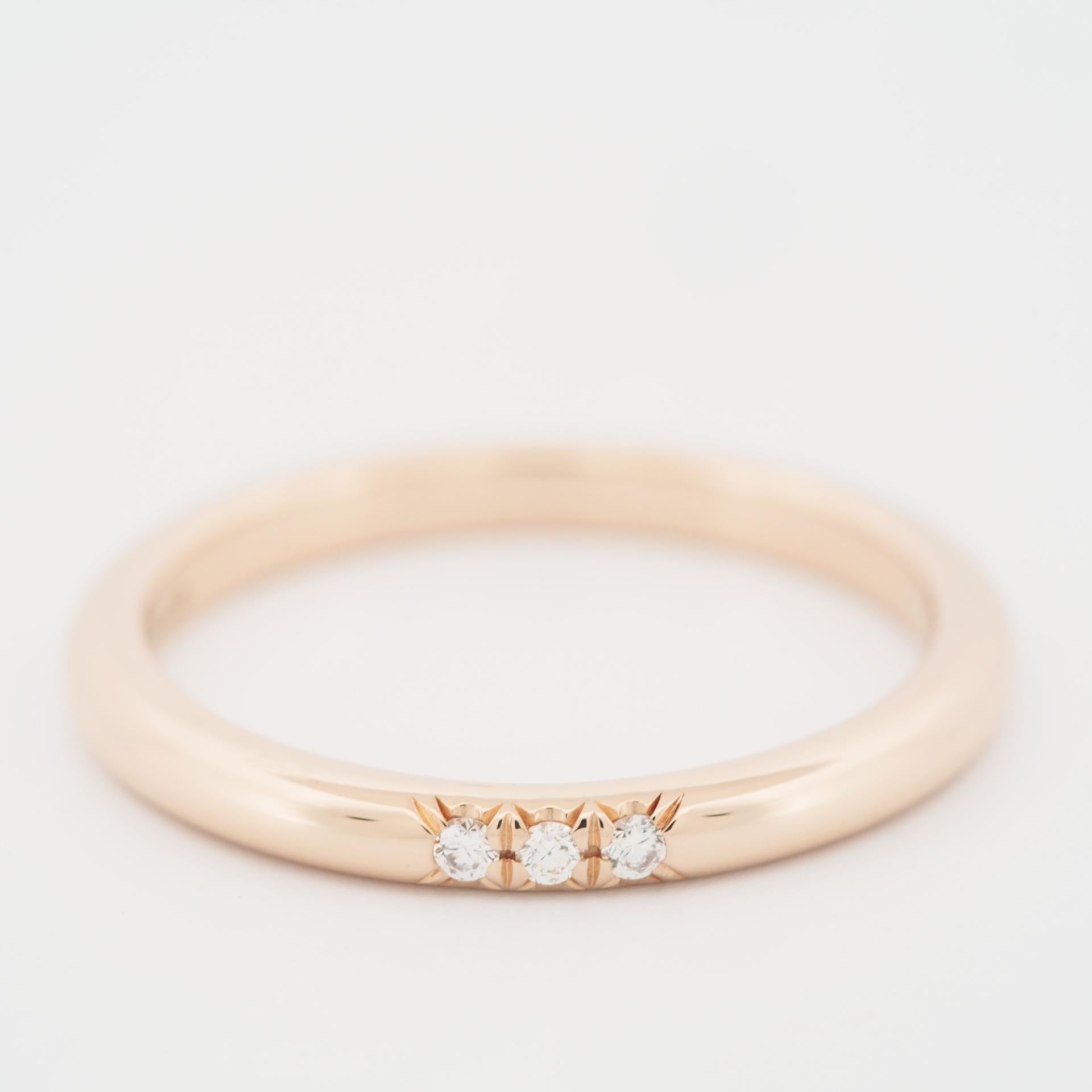 Tiffany & Co. 3 Diamonds Forever Wedding Band Ring Rose Gold In Good Condition For Sale In Kobe, Hyogo