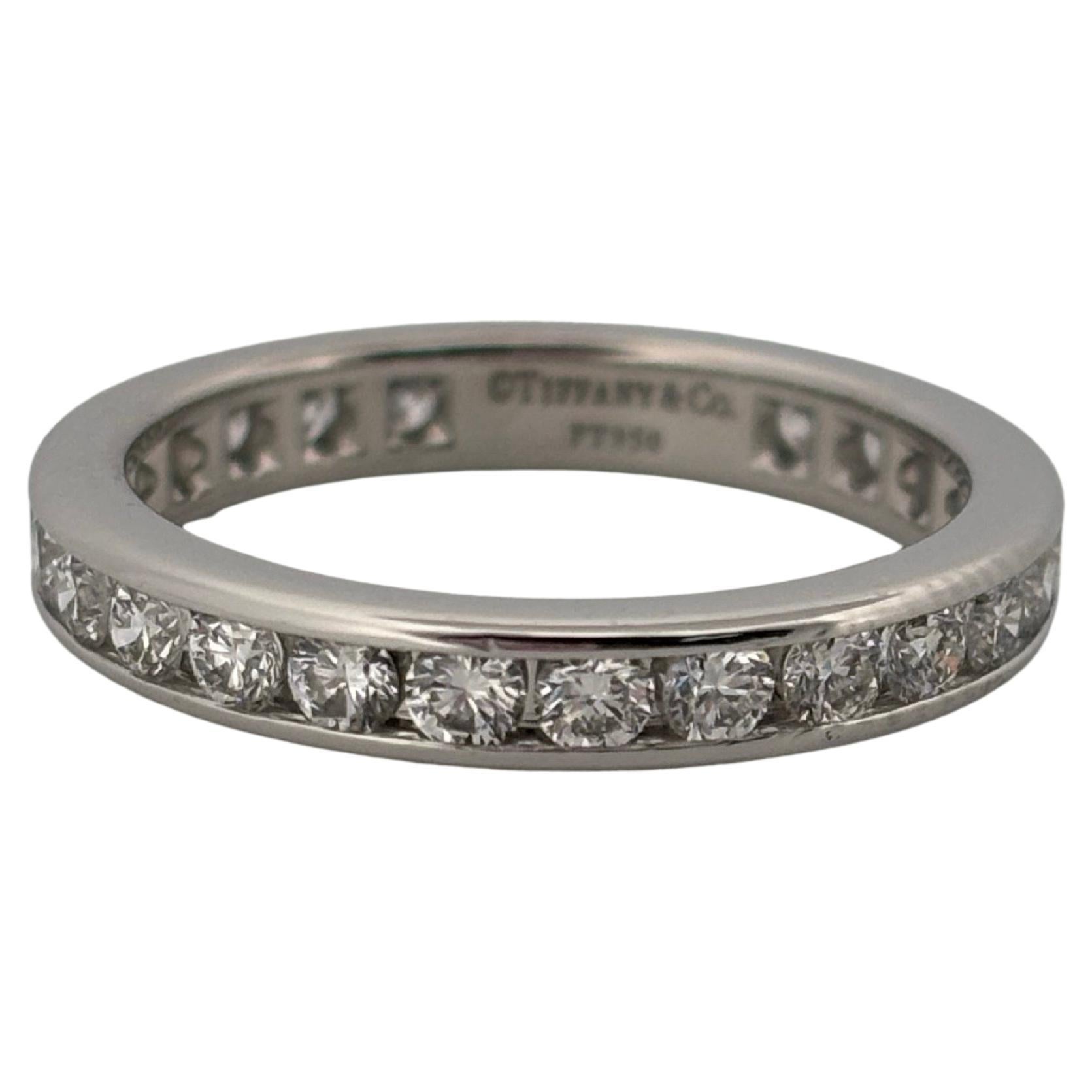 This exquisite Tiffany & Co. full eternity band exemplifies timeless sophistication and enduring beauty. Expertly crafted in premium platinum (PT950), the band measures 3 millimeters wide and is channel-set with approximately 1.10 carats total