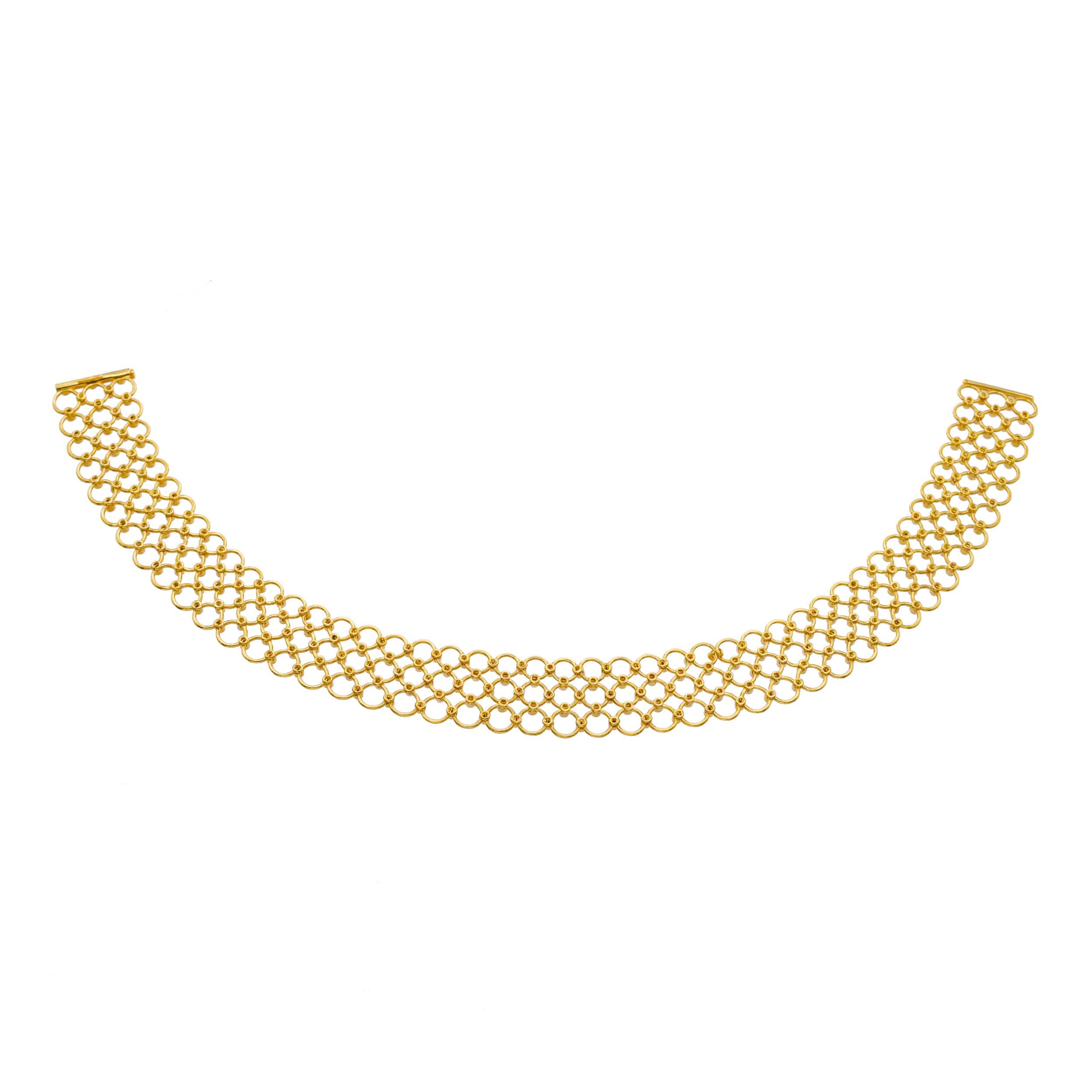 Tiffany & Co. 3-row circular link Choker Necklace with Diamonds In Excellent Condition For Sale In New York, NY
