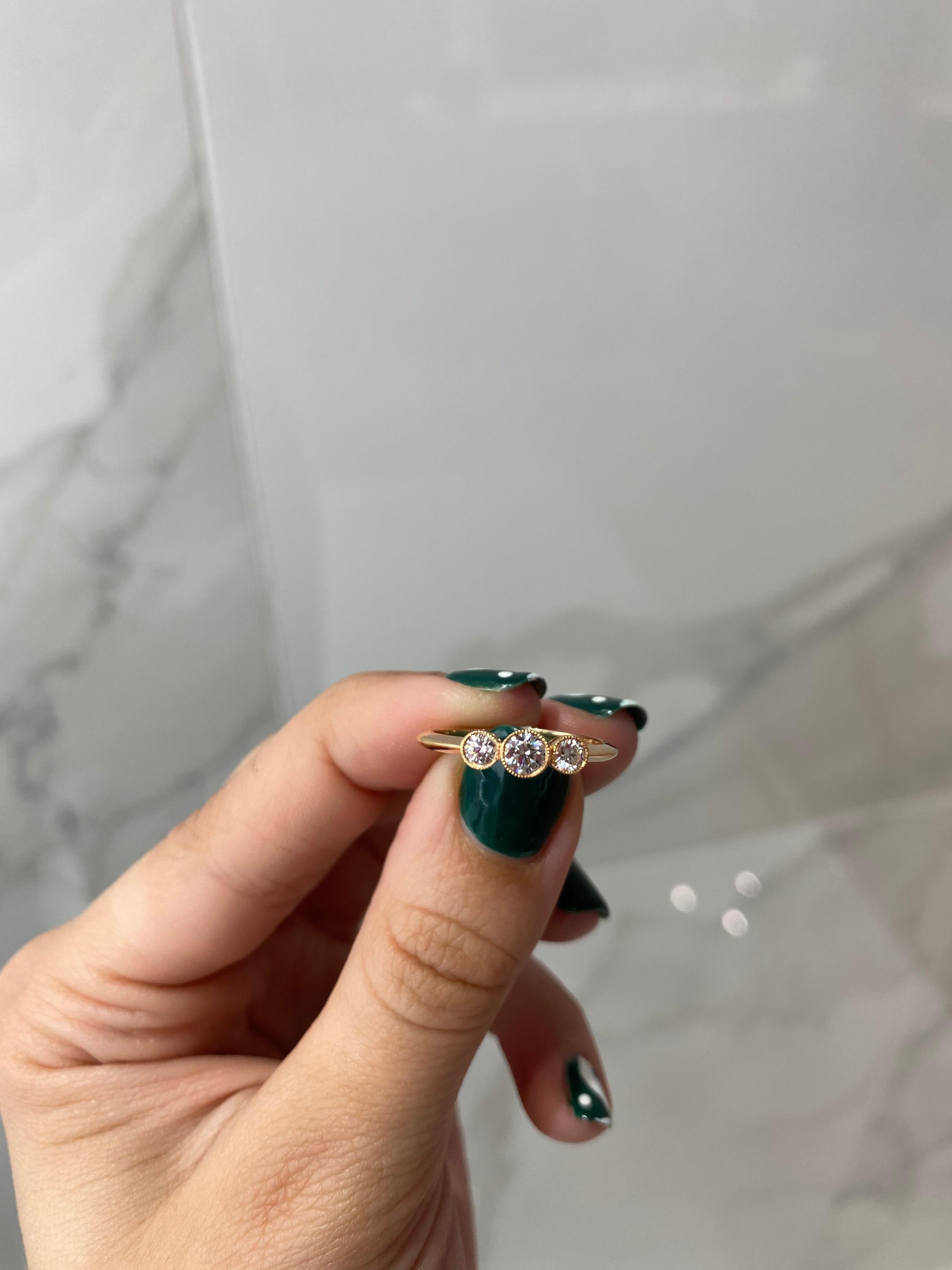 Round Cut Tiffany & Co. 3-Stone 0.33ctw Round Diamond 18kt Rose Gold Ring 'D-F. VS2-VVS1'