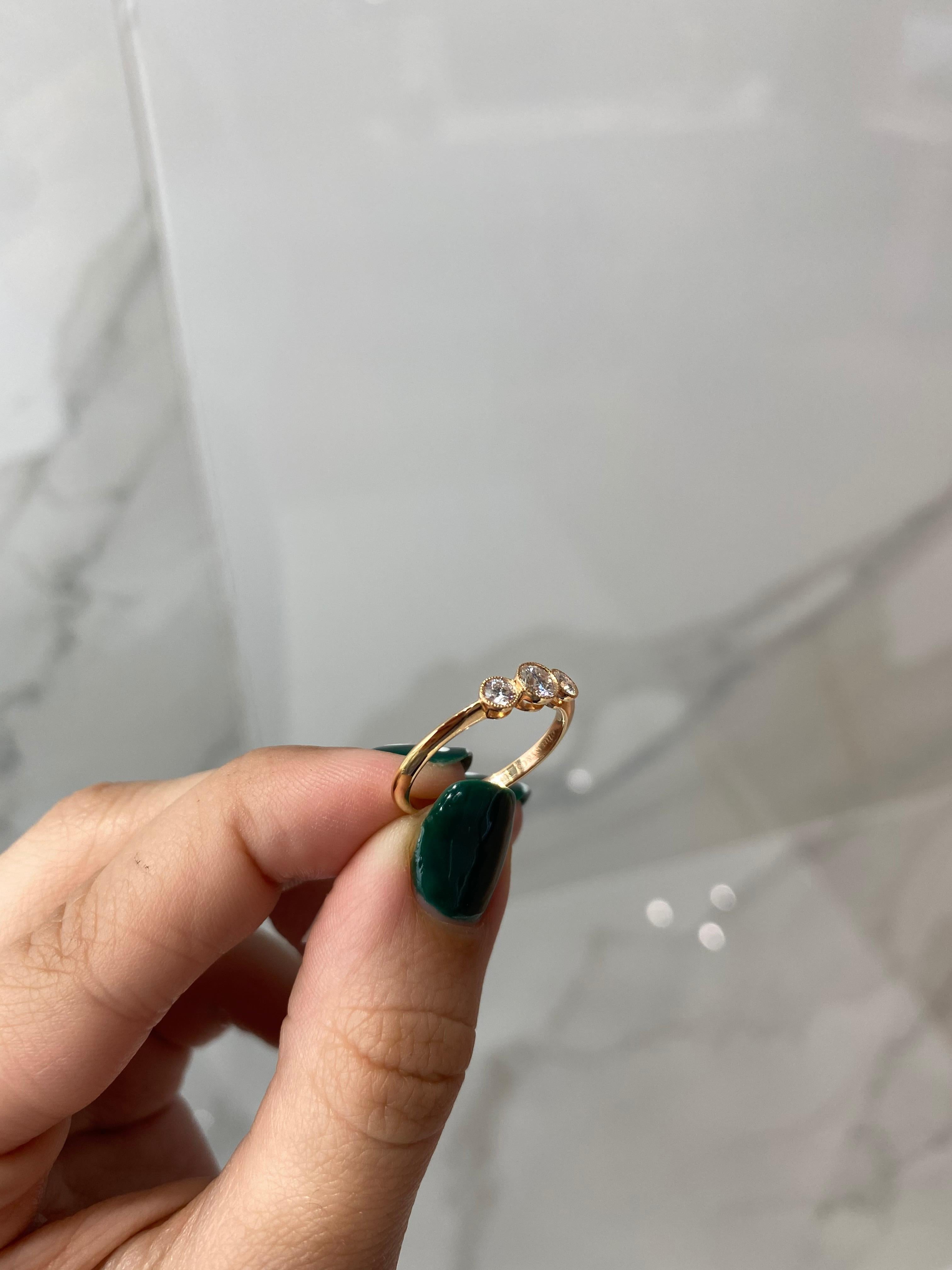 Tiffany & Co. 3-Stone 0.33ctw Round Diamond 18kt Rose Gold Ring 'D-F. VS2-VVS1' In New Condition In Houston, TX