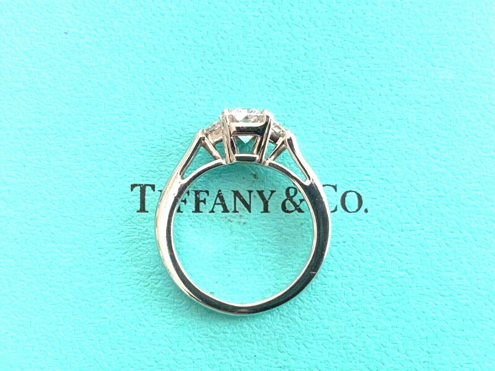 Tiffany & Co. 3-Stone Diamond Engagement Ring .79 Carat F VVS2 7