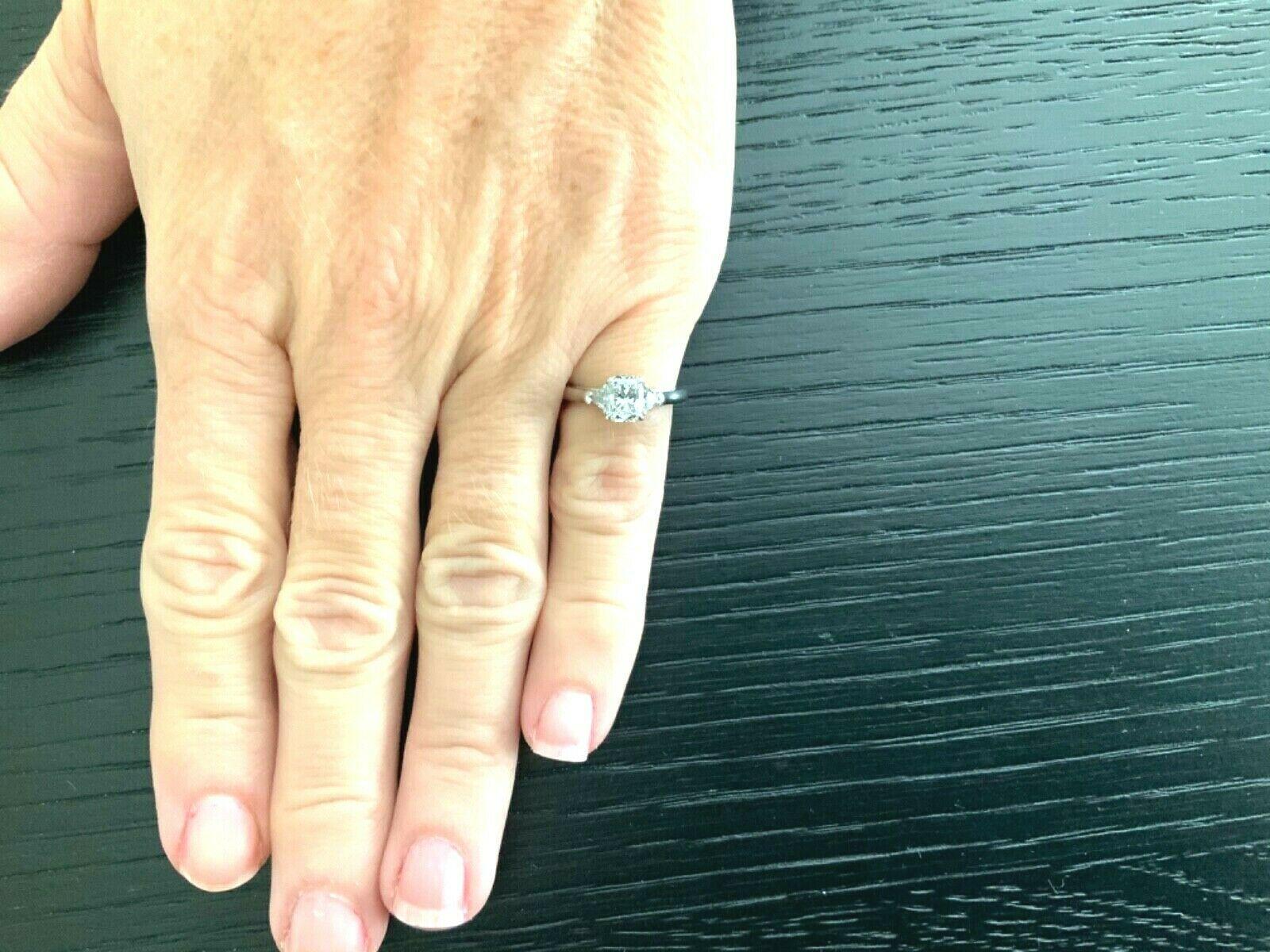 Women's Tiffany & Co. 3-Stone Diamond Engagement Ring .79 Carat F VVS2