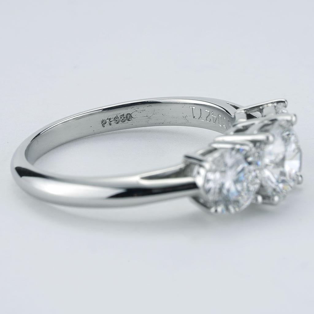 Contemporary Tiffany & Co 3-Stone Diamond Engagement Ring in Platinum GVS 2.24 Cttw