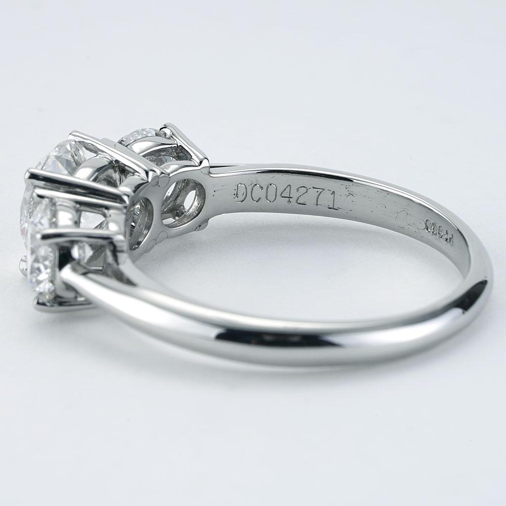 Round Cut Tiffany & Co 3-Stone Diamond Engagement Ring in Platinum GVS 2.24 Cttw