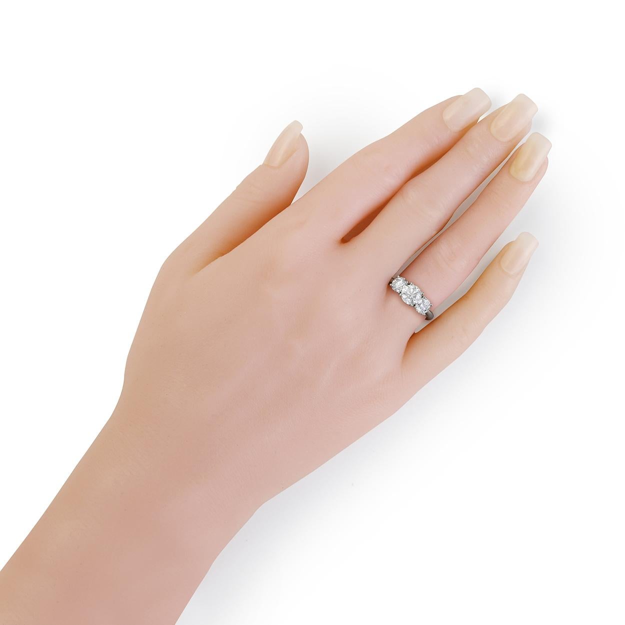 Women's Tiffany & Co 3-Stone Diamond Engagement Ring in Platinum GVS 2.24 Cttw