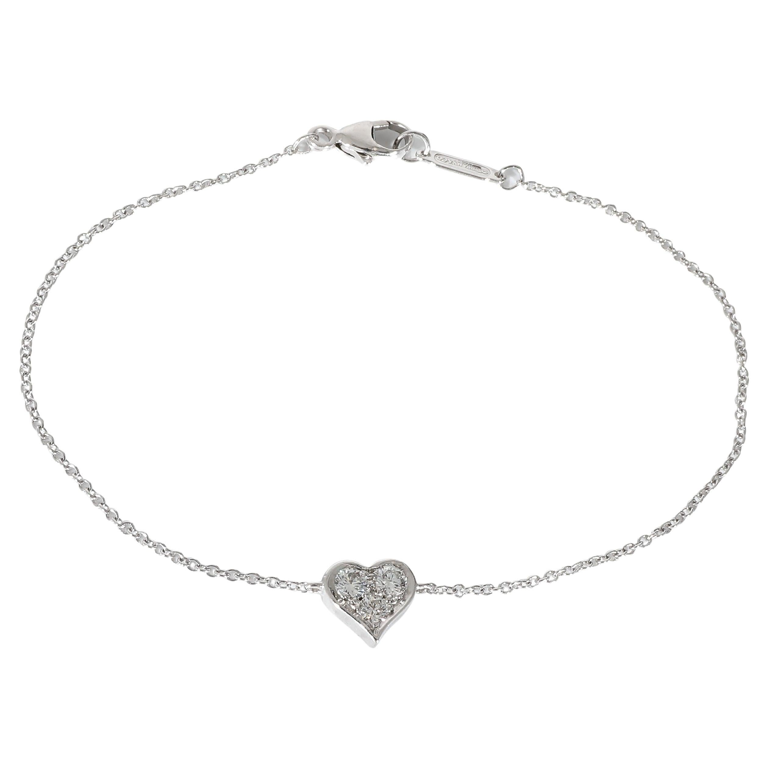 Tiffany & Co. 3 Stone Diamond Heart Bracelet in  Platinum 0.18 CTW