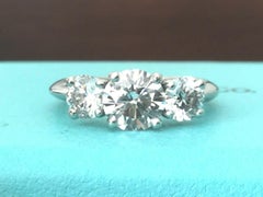 Tiffany & Co. 3-Stone Platinum and Diamond Engagement Ring 1.41 Carat E VVS