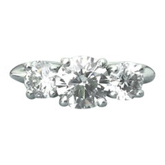 Tiffany & Co. 3-Stone Platinum and Diamond Engagement Ring 1.41 Carat E VVS