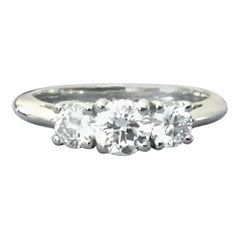 Tiffany & Co. 3-Stone Platinum and Diamond Engagement Ring .72 Carat E VS1/VS2