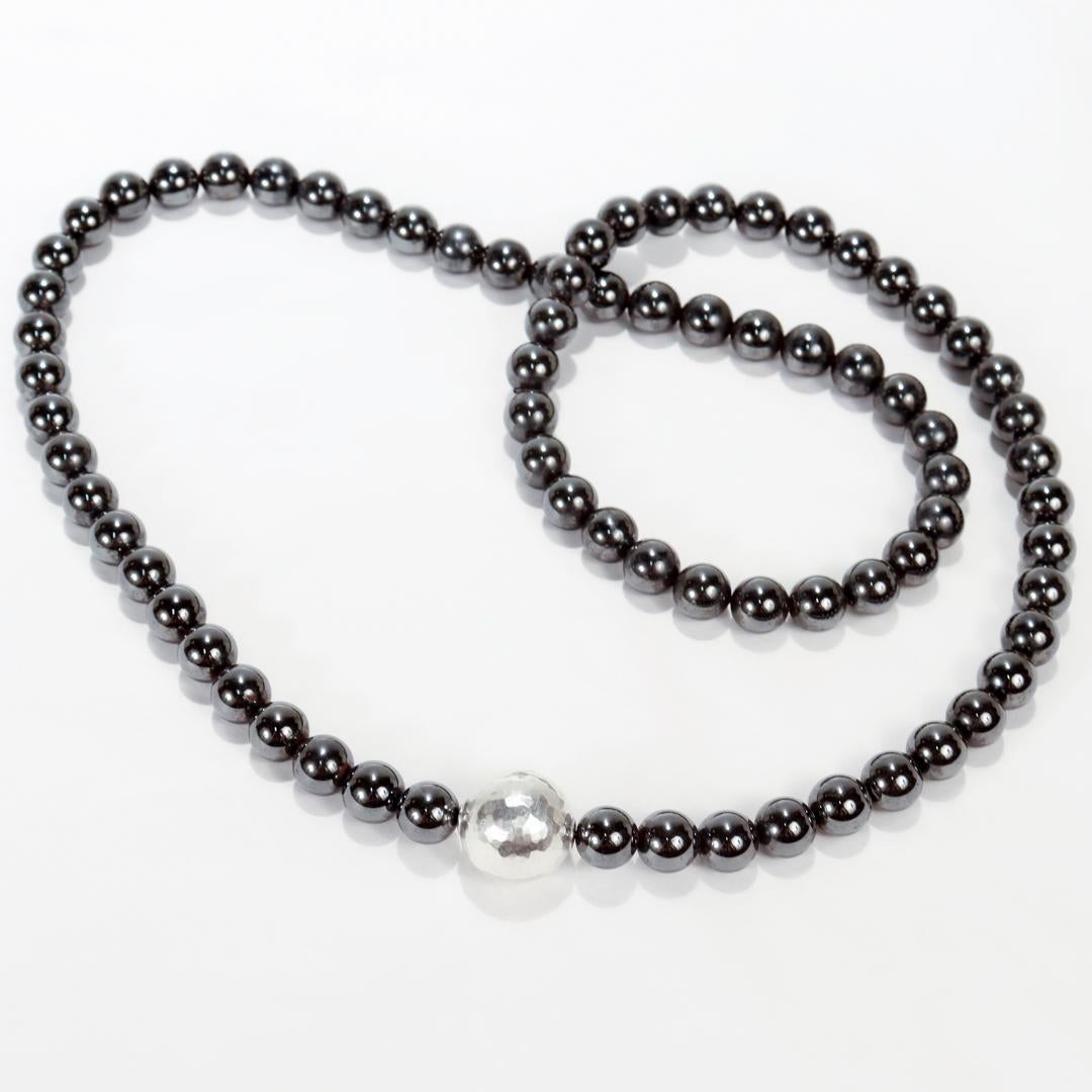 Tiffany & Co. 30 in. Hematite & Sterling Silver Beaded Necklace For Sale 3