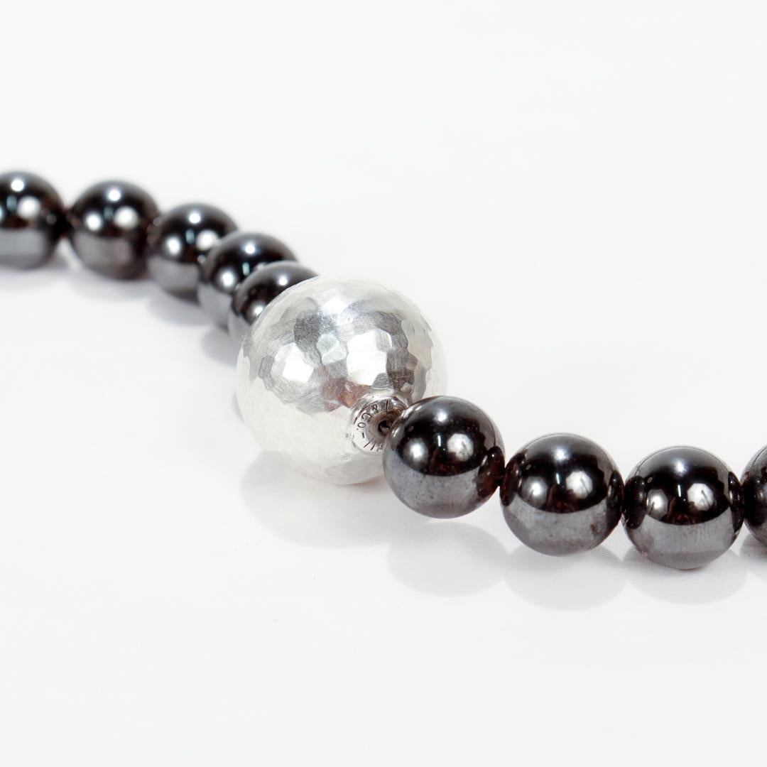 Tiffany & Co. 30 in. Hematite & Sterling Silver Beaded Necklace For Sale 6