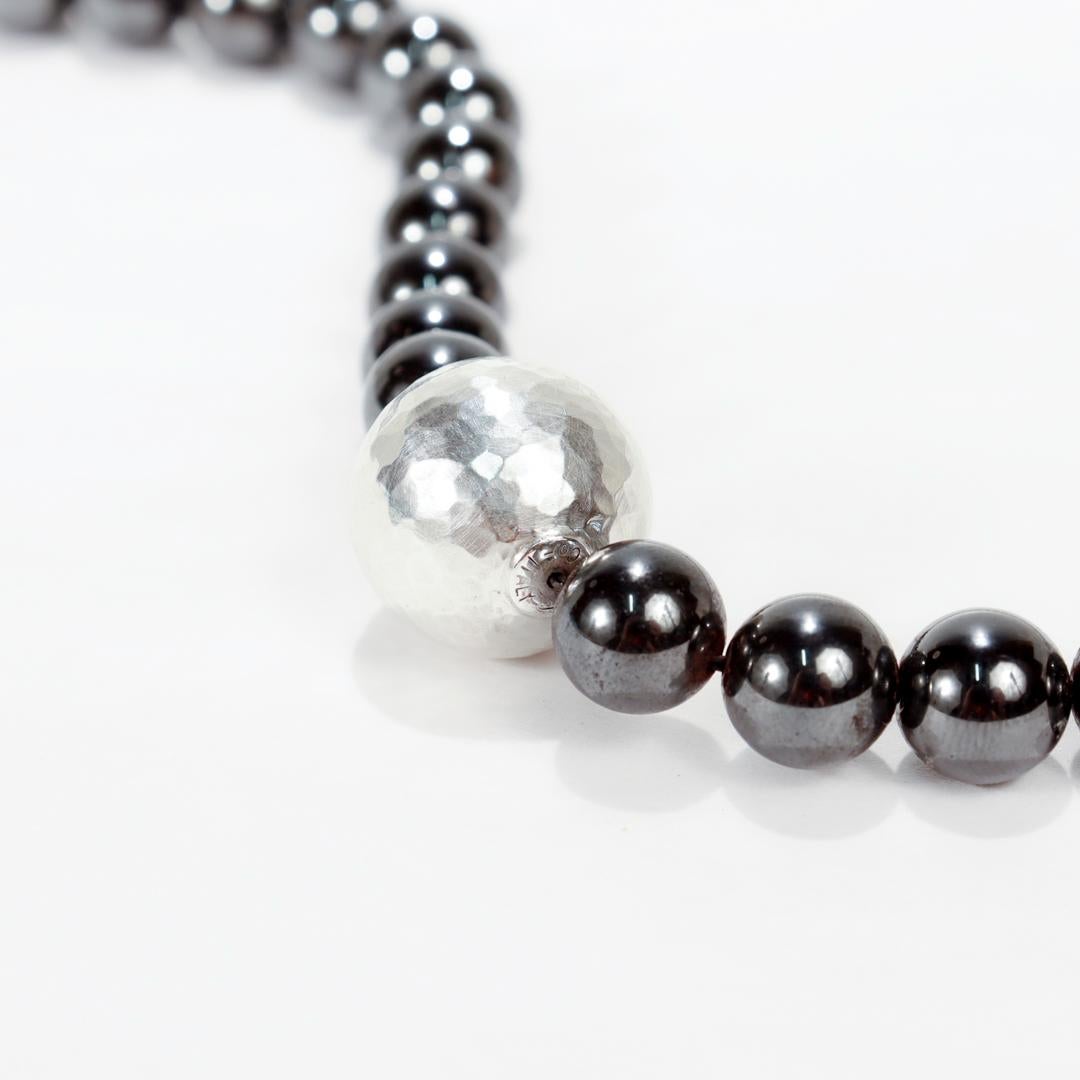Tiffany & Co. 30 in. Hematite & Sterling Silver Beaded Necklace For Sale 8