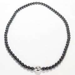 Tiffany & Co. 30 in. Hematite & Sterling Silver Beaded Necklace