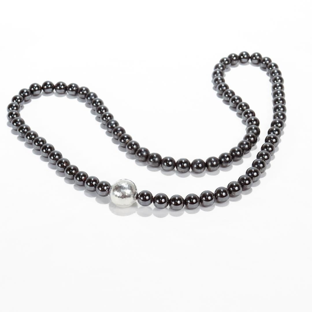 Tiffany & Co. 30 in. Hematite & Sterling Silver Beaded Necklace For Sale 1